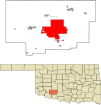 Comanche County Oklahoma Incorporated areas highlighting Lawton